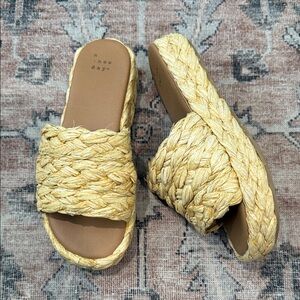 A New Day Casey Braided Raffia Platform Slide Sandals Size 6.5